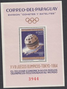 1964 PARAGUAY OLYMPICS TOKYO/ SPACE/ SATELITE/ PERF S/S MNH VF