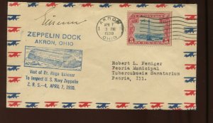 Dr Hugo Eckener Signed 1930 Zeppelin Dock Commemorative Cover (Cv 810) Z.R.S. 4