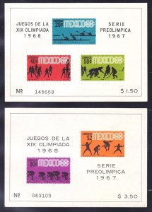 Mexico 983a & 985a MNH 1968 Mexico Olympic Games Souvenir Sheets