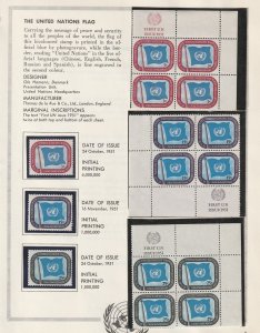 United Nations   NY  Sc#1-11  Mint Singles & MI/4 Blocks