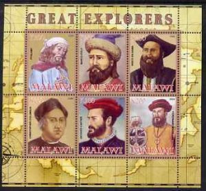 MALAWI - 2008 - Great Explorers #1 - Perf 6v Sheet - MNH -Private Issue