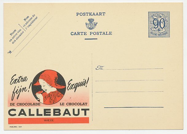 Publibel - Postal stationery Belgium 1951 Chocolate - Callebaut