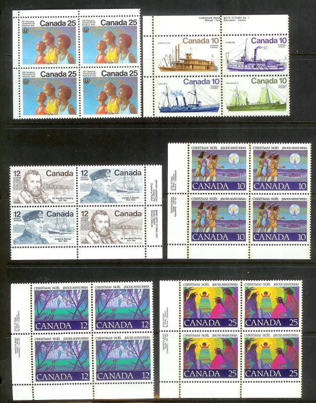 CANADA (223) Inscription Blocks/Field Sheet Blocks ALL Mint Never Hinged FV=C$73