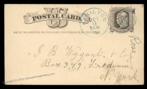 USA 1870s Dayton Ohio Blue Cancel Postal Card Cover 96366