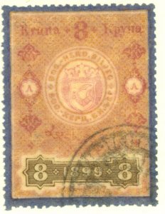 BOSNIA AND HERZEGOVINA 1899 8k Coat of Arms Revenue BFT.87 VFU