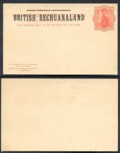 British Bechuanaland O/P on QV 1d Red Reply Postcard