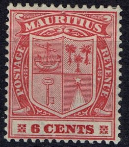 MAURITIUS SG212x 1921 6c CARMINE WMK REVERSED MTD MINT (d)