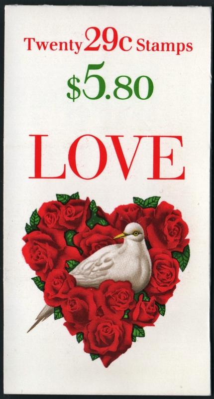 SC#BK214 29¢ Dove & Roses Booklet: Plate #A11111 (1994) MNH