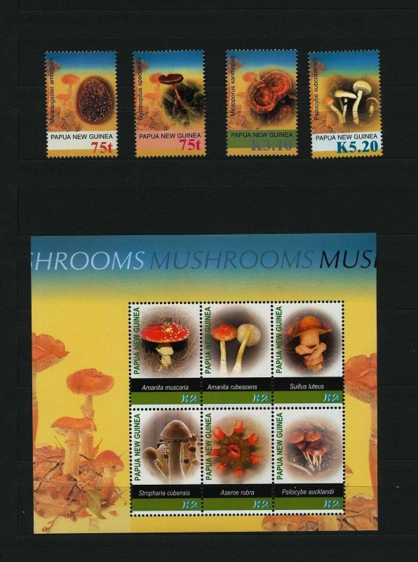 PAPUA 2005 Mushrooms Sheet & Stamps MNH (PAP39a