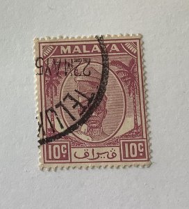 MALAYA  Perak 1950 Scott 111 used  - 10c,  Sultan Yssuf Izuddin Shah