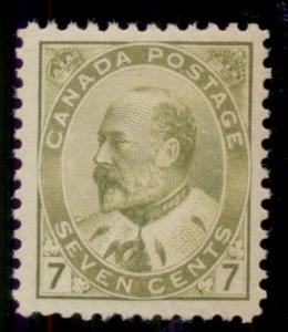 CANADA #92 7¢ olive bister, og, NH, VF, Miller certificate, Scott $675.00