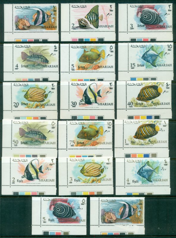 Sharjah 1966 Mi#316-322 Pictorials, Marine Life, Fish Opt New Currency MUH