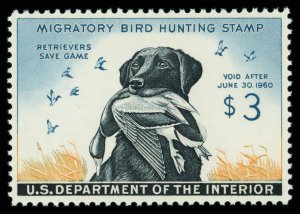 United States #RW26 Mint nh very fine   Cat$130 1959, $3 Labrador Retriever