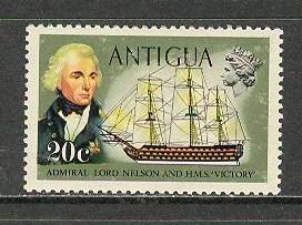 ANTIGUA Sc# 250 MH FVF Ship & Admiral Lord Nelson