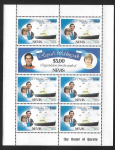 Nevis 139-140 Diana Wedding $5 m/s MNH