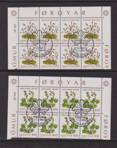Faroe Islands  #48-52 cancelled  1980   flowers in blocks of 8.   (2 scans)