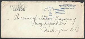 1918 U S Navy WW1 Hand Stamp Official Business In Blue Passed By See Info