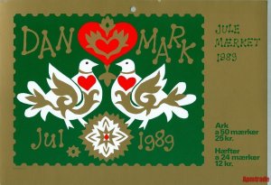 Denmark. Christmas Seal. 1989.1 Post Office,Display,Advertising Sign. Bird,Heart