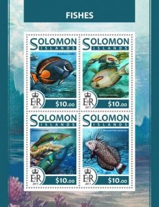 Solomon Islands MNH S/S Fish 2017 4 Stamps