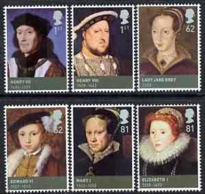 Great Britain 2009 The House of Tudor perf set of 6 unmou...