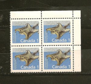 Canada SC#1155 1 Cent Upper Right Corner Block of 4 MNH