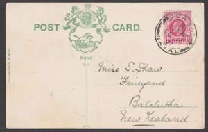 NATAL 1907 postcard West Street Durban used to New Zealand.................R451