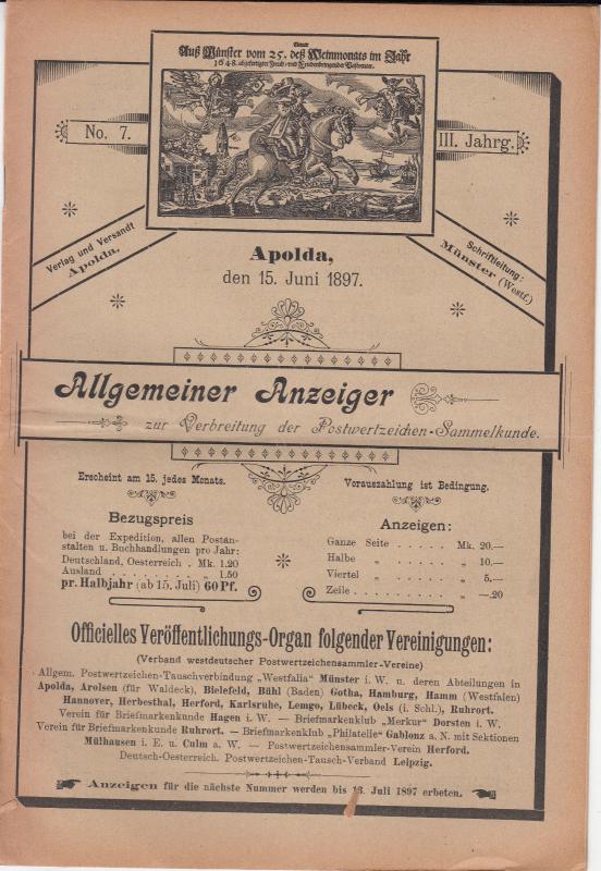 Allgemeiner Anzeiger - 1896 #1, 1897 1/2,4,5,7 (Apolda/Munster)