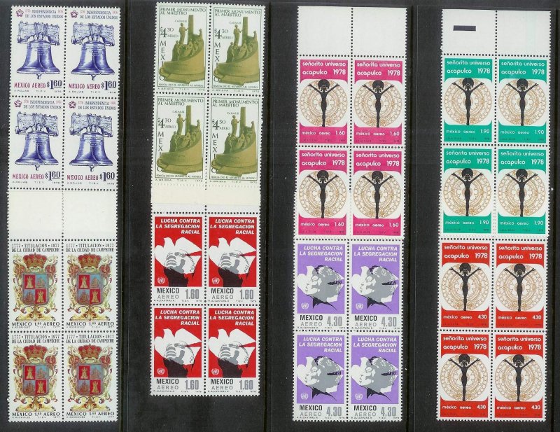 MEXICO (287pcs) Pristine Blocks/Strips/Gutter Blocks ALL Diff Mint Never Hinged