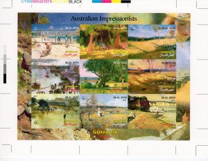 Somalia 2001 AUSTRALIAN IMPRESSIONISTS PAINTINGS Shlt.FINAL COLOR PROOF CROMALIN