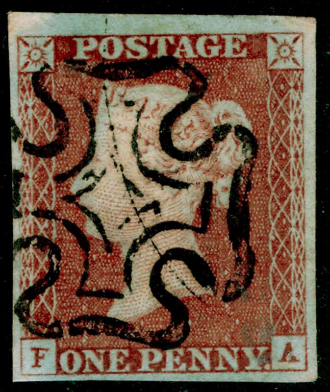 SG8, 1d red-brown PLATE 30, VERY FINE USED. Cat £120. BLACK MX. 4 MARGINS. FA