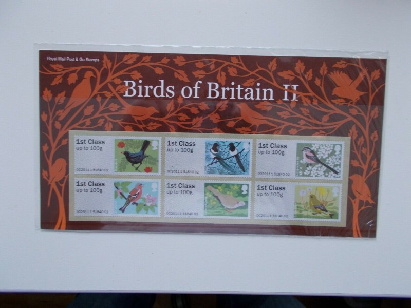 2011 Birds of Britain II Post & Go Presentation Pack SG FS11 No:P&G3 Superb U/M