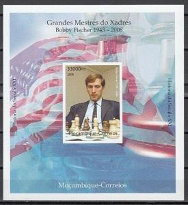 Mozambique, 2008 issue. Bobby Fischer, Chess IMPERF s/sheet. ^