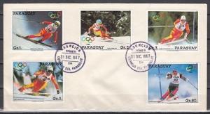 Paraguay, Scott cat. 2234-2237. Calgary W. Olympics skiers. First day cover. ^