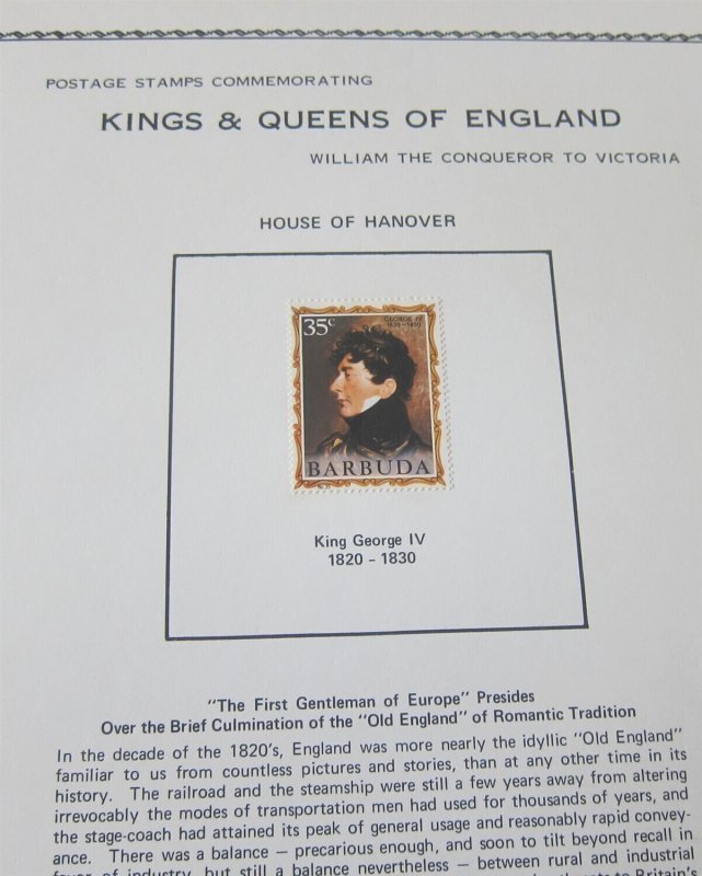 Barbuda kings and Queens of England on page