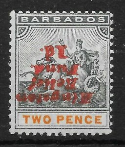 BARBADOS SG153c 1907 RELIEF FUND 1d OVPT DOUBLE/INVERTED MTD MINT