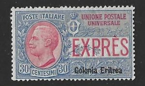 ERITREA ITALY 1909 OVERPRINTED ON EXPRESS 30C STAMP COLONIA ERITREA SCOTT # E2