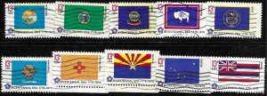 US #1673-1682 used.  Bicentennial State Flags.  Nice.