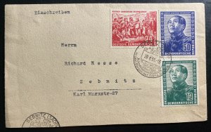 1951 Sebnitz East Germany DDR FIRST DAY Cover FDC Mao Tse Tung Set # 82-84