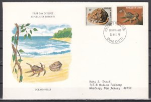 Djibouti, Scott cat. 506-507. Ocean Shells on a First day cover. ^