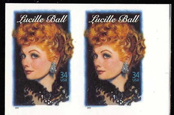 3523a, 34c LUCILLE BALL - IMPERFORATE PAIR - SELDOM OFFERED ERROR - Stuart Katz