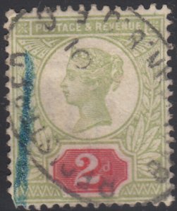 Great Britain 1887-92 used Sc 113 2p Victoria perf faults, crease