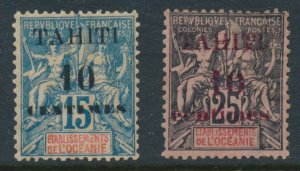 Tahiti (French) 1903 Scott 29 & 30 Overprinted 10 Centimes