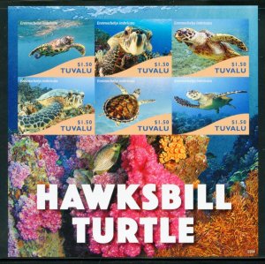 NEVER OFFERED TUVALU 2022 HAWKSBILL TURTLE IMPERF SHEET MINT NH