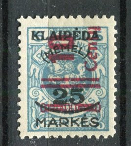 LITHUANIA MEMEL; 1923 early Surcharged issue Mint hinged 10/25/5c. value