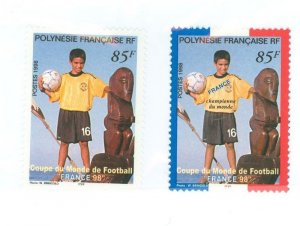 1998 French Polynesia World Cup Soccer (2) (Scott 736, 742) MNH