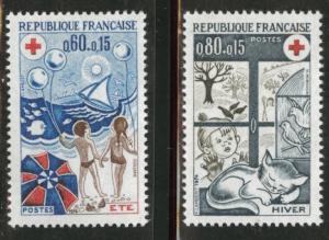 FRANCE Scott B479-80 MNH** 1975 Semi Postal red cross set