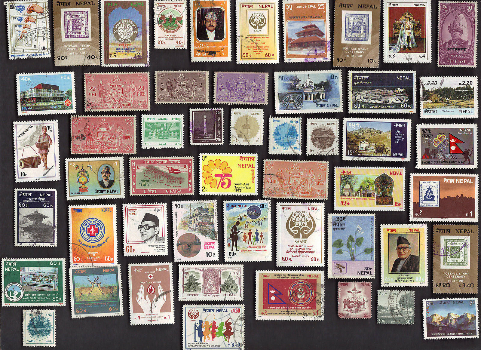 50 All Different NEPAL PICS & COMMS STAMPS Asia Nepal, Stamp / HipStamp