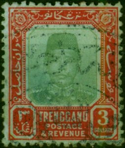 Trengganu 1915 $3 Green & Red-Green SG16 Fine Used