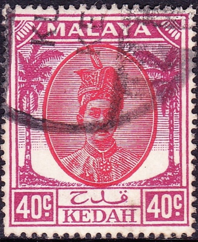 MALAYA KEDAH 1950 40c Red & Purple SG86 Used