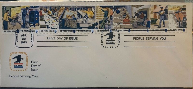 USPS Cachet 1489-1498 Postal People Helping You 10 Stamps on 1 NO CITY FIRST DAY